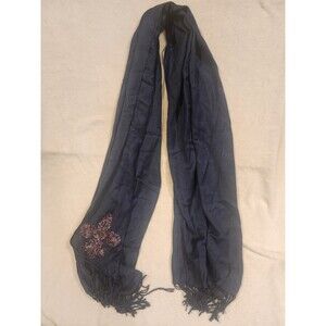 Scarf Blue Pashmina Cashmere Shawl Wrap With Fringe 28x68 Rhinestone